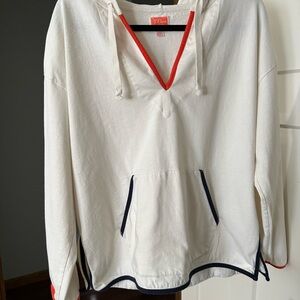 J. Crew cream colored with red and navy accents  Made out of a rugby type fabric